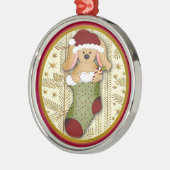 クリスマスのストッキングのオーナメントのかわいく詰まったなウサギ メタルオーナメント (左)