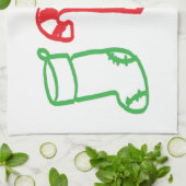 クリスマスのストッキングのキャンディ・ケーンおよび雪だるま キッチンタオル (折り畳み)