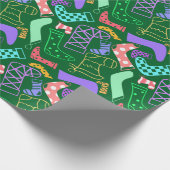 クリスマスのストッキングのパターン（の模様が）あるな緑 ラッピングペーパー (角)