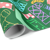 クリスマスのストッキングのパターン（の模様が）あるな緑 ラッピングペーパー (ロールコーナー)