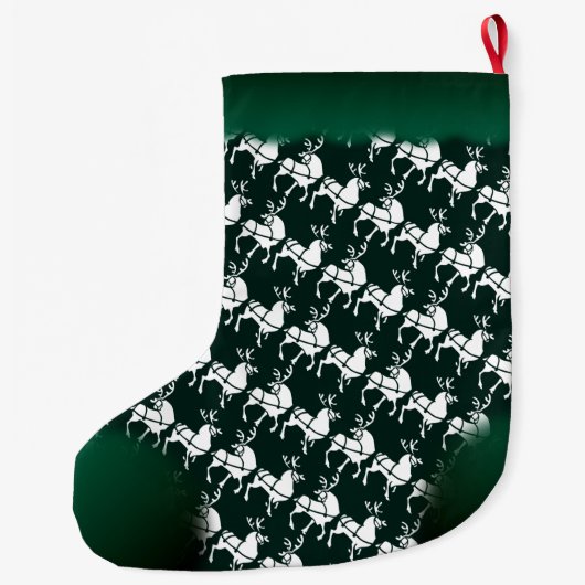 クリスマスのストッキングのパーソナライズなトナカイのストッキング ラージクリスマスストッキング (裏面)