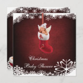 クリスマスのストッキングのベビーシャワーのベビーの妖精 招待状 (正面/裏面)