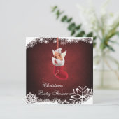 クリスマスのストッキングのベビーシャワーのベビーの妖精 招待状 (スタンド正面)