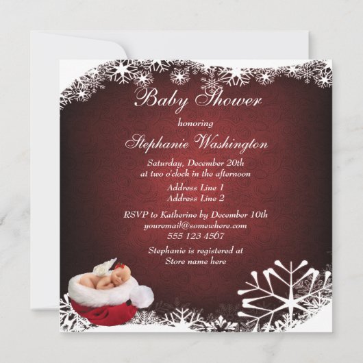 クリスマスのストッキングのベビーシャワーのベビーの妖精 招待状 (裏面)