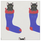 クリスマスのストッキングの生地の装飾的な黒猫 ファブリック (クローズアップ)