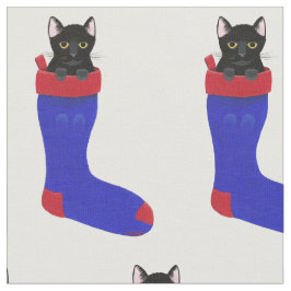 クリスマスのストッキングの生地の装飾的な黒猫 ファブリック