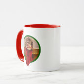 クリスマスのストッキングの脂肪質猫 マグカップ (正面左)