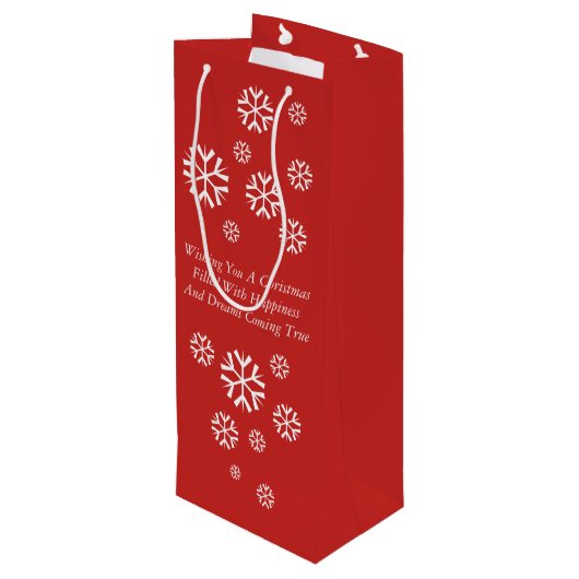 クリスマスのストッキングを持つかわいく黒いおよび茶色の子犬 ワインギフトバッグ (裏面アングル)