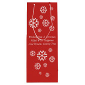 クリスマスのストッキングを持つかわいく黒いおよび茶色の子犬 ワインギフトバッグ (裏面)