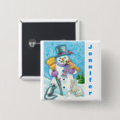 クリスマスのストッキングボタンを個人化して下さい 缶バッジ (正面&裏面)