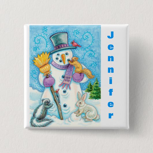 クリスマスのストッキングボタンを個人化して下さい 缶バッジ (正面)