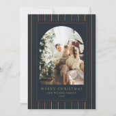 クリスマスのストライプ 写真 シーズンカード (正面)