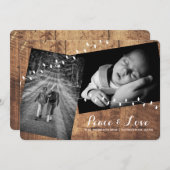 クリスマスのストレウン写真ウッドライトピース&ラブ シーズンカード (正面/裏面)