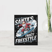 クリスマスのスノーボード サンタ スノーボーダー サンタのフリースタイル カード (正面)
