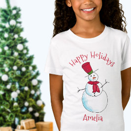 クリスマスのスノーマンの名入れ Tシャツ