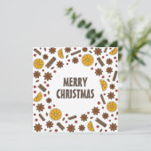 クリスマスのスパイス、シナモン、八角、オレンジの落書き カード (スタンド正面)