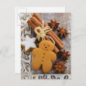 クリスマスのスパイス、ジンジャーとアニスの星 シーズンポストカード (正面/裏面)