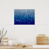 クリスマスのスパークル 星 青空 ポスター (キッチン)