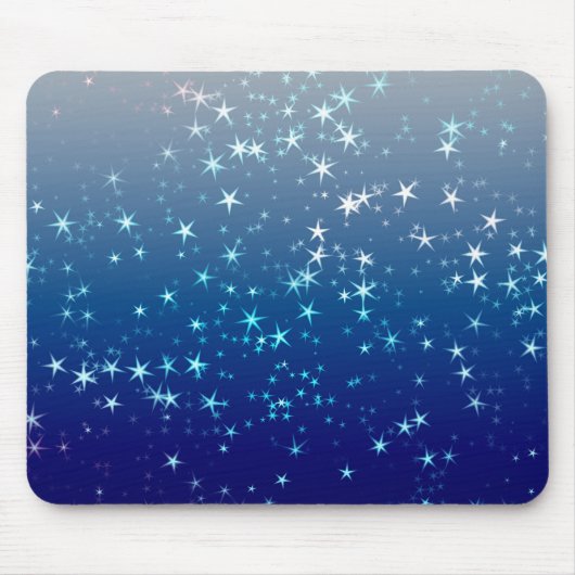 クリスマスのスパークル 星 青空 マウスパッド (正面)