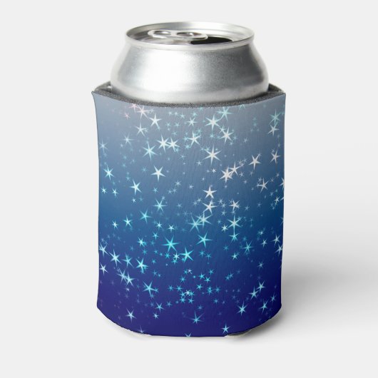 クリスマスのスパークル 星 青空 缶クーラー (缶裏面)