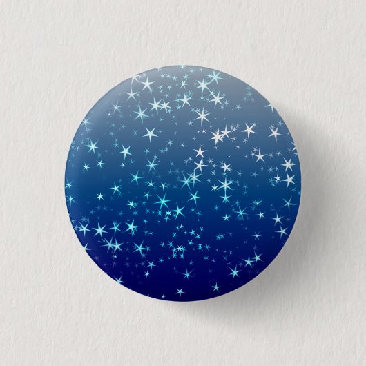 クリスマスのスパークル 星 青空 缶バッジ (正面)