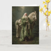 クリスマスのスピリット、サンタと馬のホリデーカード カード (黄色い花)