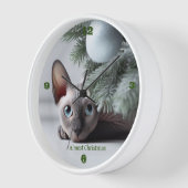 クリスマスのスフィンクス猫時計 壁時計 (傾斜)