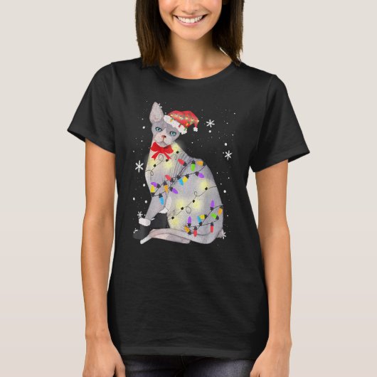 クリスマスのスフィンクス猫 Tシャツ (正面)