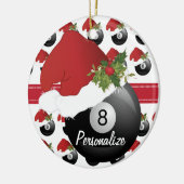 クリスマスのスポーツのビリヤードのプールのサンタの帽子 セラミックオーナメント (左)