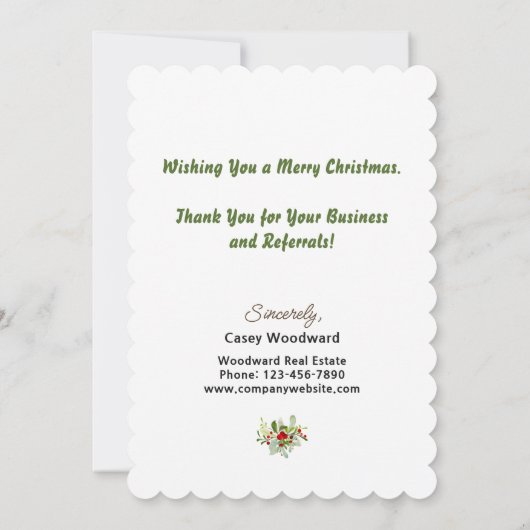 クリスマスのスモールビジネスのお客様への感謝と紹介 サンキューカード (裏面)
