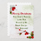 クリスマスのスモールビジネスのお客様への感謝と紹介 サンキューカード (正面/裏面)