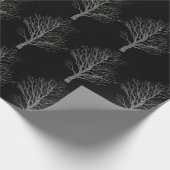 クリスマスのスライバグリッターの木の黒 ラッピングペーパー (角)