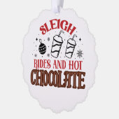 クリスマスのスリッフルライド&ホットチョコレート オーナメントカード (左)