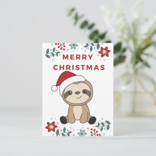 クリスマスのスロー スノー ウィンター 動物 スロー シーズンポストカード (スタンド正面)