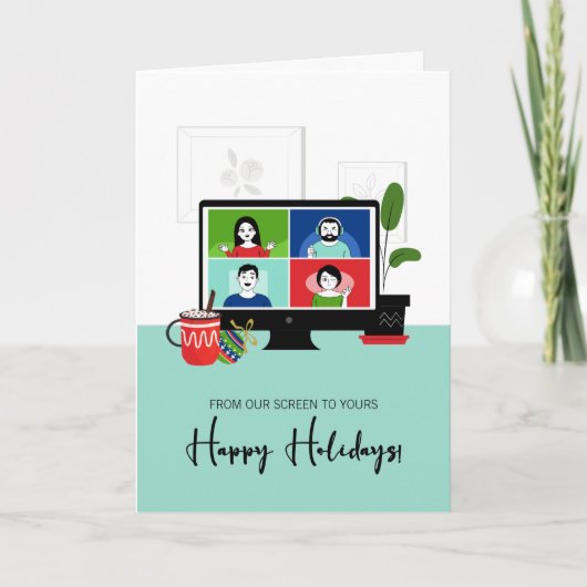 クリスマスのズームを私たちのスクリーンから君の休日 カード (正面)