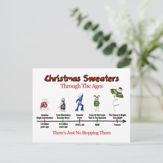 クリスマスのセーターのタイムライン シーズンポストカード (スタンド正面)