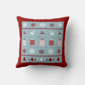 クリスマスのセーターのパターン、白、赤および青 クッション (裏面)