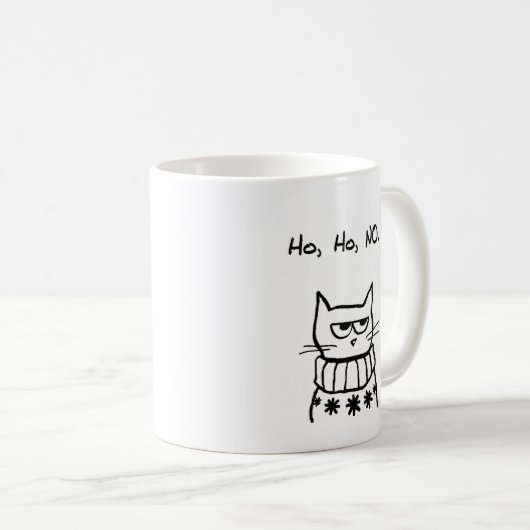 クリスマスのセーターの怒っている猫-おもしろいな猫のクリスマス コーヒーマグカップ (正面右)