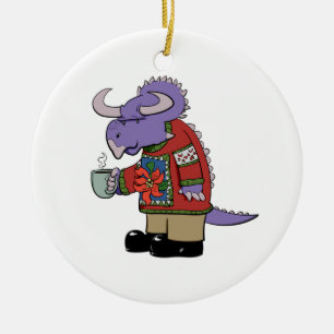 クリスマスのセーターの恐竜のオーナメント セラミックオーナメント