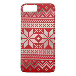 クリスマスのセーターの編み物パターン-赤 iPhone 8 PLUS/7 PLUSケース