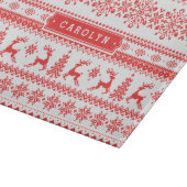 クリスマスのセーターの赤く公平な島パターンモノグラム カッティングボード (角)