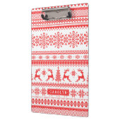 クリスマスのセーターの赤く公平な島パターンモノグラム クリップボード (左)