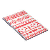 クリスマスのセーターの赤く公平な島パターンモノグラム ノートブック (右側)