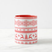 クリスマスのセーターの赤く公平な島パターンモノグラム マグカップ (中央)