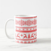 クリスマスのセーターの赤く公平な島パターンモノグラム マグカップ (左)