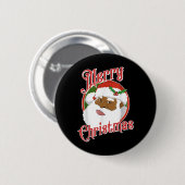 クリスマスのセーターを着たウサギ クリスマス 缶バッジ (正面&裏面)