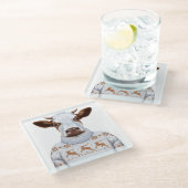 クリスマスのセーター牛 ガラスコースター (アングル)