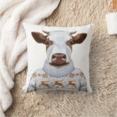 クリスマスのセーター牛 クッション (ブランケット)
