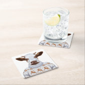 クリスマスのセーター牛 スクエアペーパーコースター (インサイチュ)