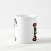 クリスマスのセーター編み文字 K サンタ帽子 コーヒーマグカップ (中央)